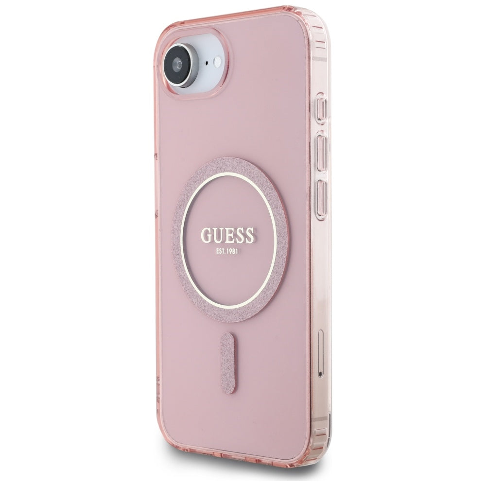 Ovitek MagSafe za Apple iPhone 16e, Guess, IML Glitter Circle, Roza