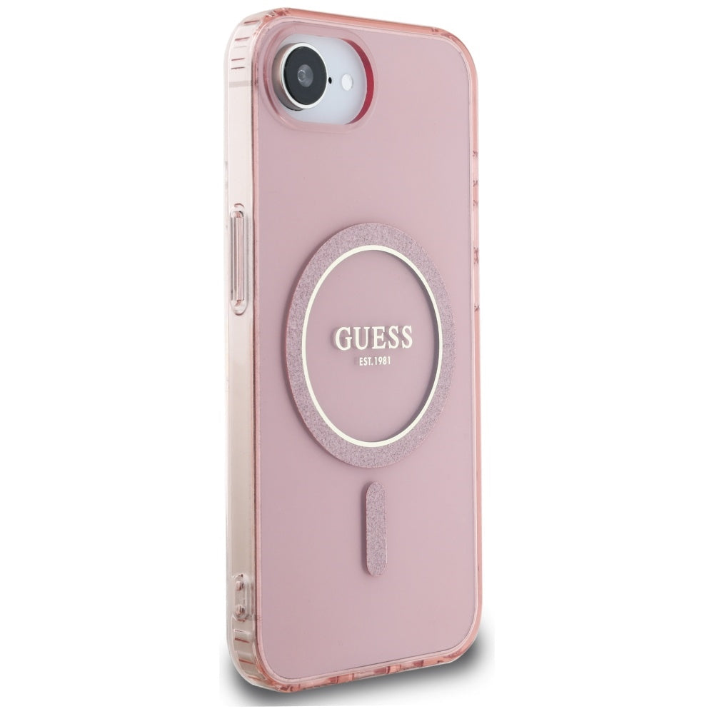 Ovitek MagSafe za Apple iPhone 16e, Guess, IML Glitter Circle, Roza