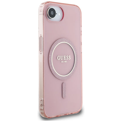 Ovitek MagSafe za Apple iPhone 16e, Guess, IML Glitter Circle, Roza