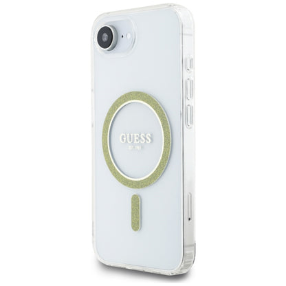 Ovitek MagSafe za Apple iPhone 16e, Guess, IML Glitter Circle, Prozoren