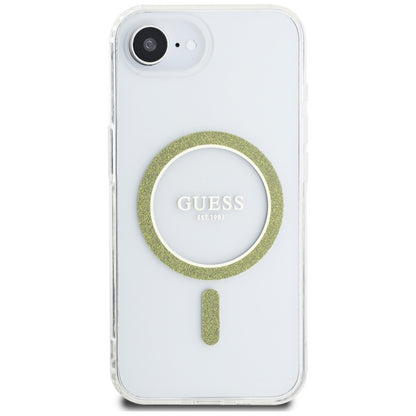 Ovitek MagSafe za Apple iPhone 16e, Guess, IML Glitter Circle, Prozoren