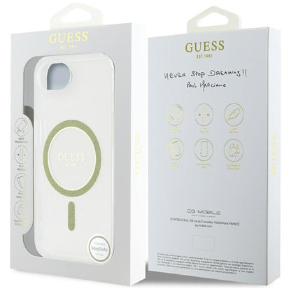 Ovitek MagSafe za Apple iPhone 16e, Guess, IML Glitter Circle, Prozoren