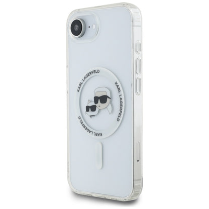 MagSafe Case for Apple iPhone 16e, Karl Lagerfeld, IML Metal Karl & Choupette's Heads, White
