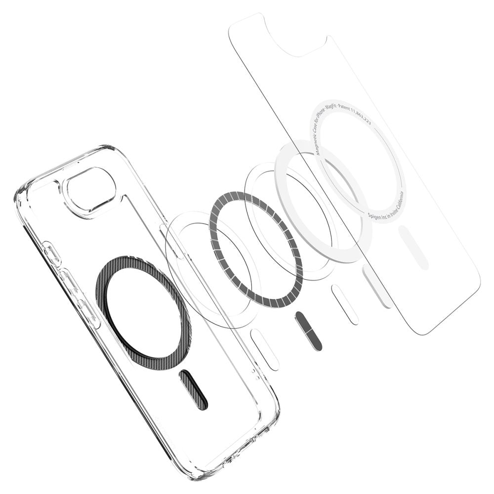 MagSafe ovitek za Apple iPhone 17e / 16e, Spigen, Ultra Hybrid Carbon, Prozoren