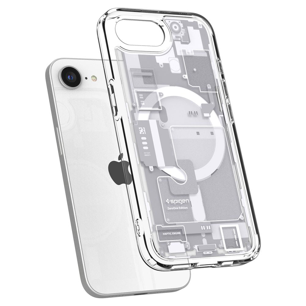 Ovitek MagSafe za Apple iPhone 17e / 16e, Spigen, Ultra Hybrid Zero One, Bela