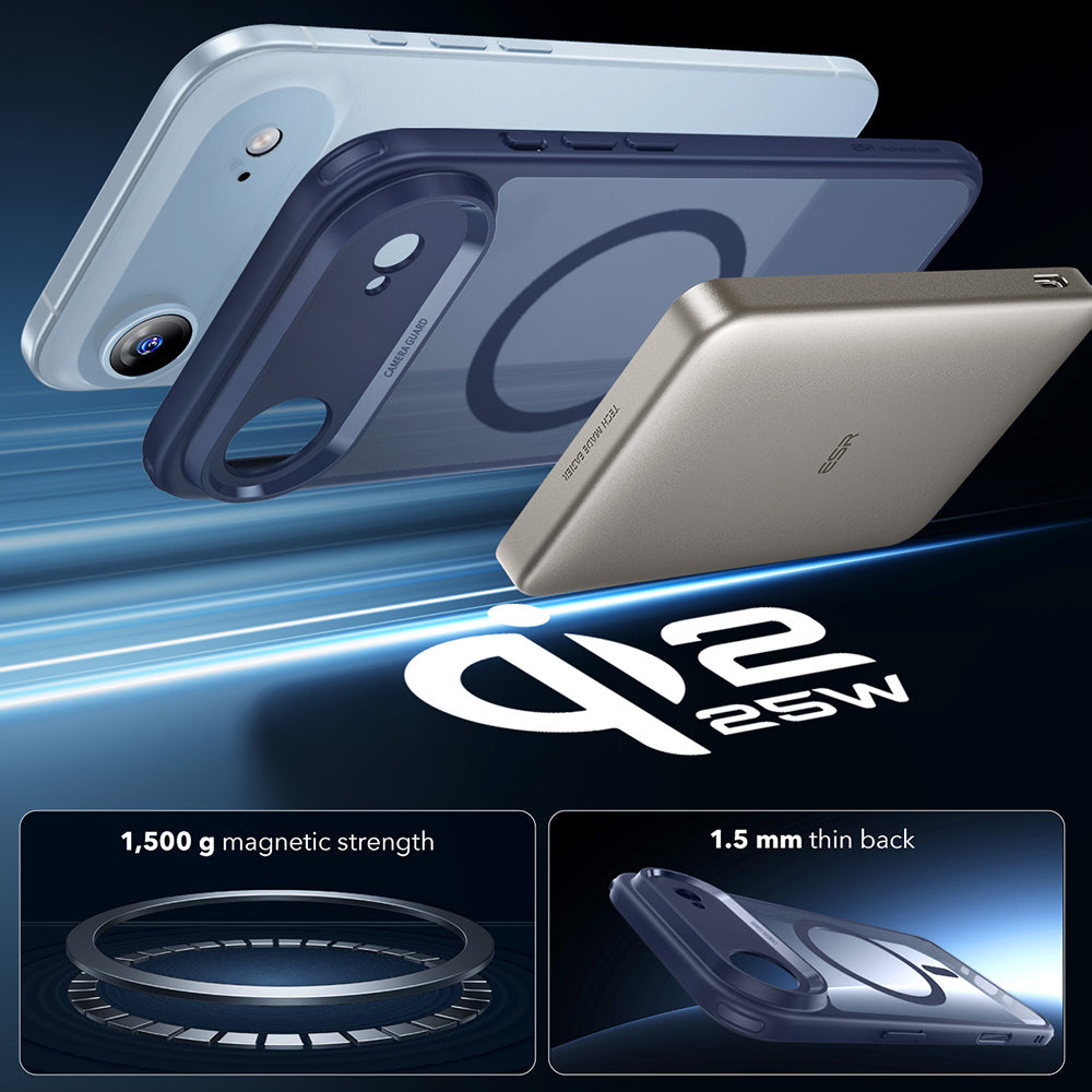 Ovitek MagSafe za Apple iPhone 17 Air, ESR, Classic Hybrid, Satenasto modra