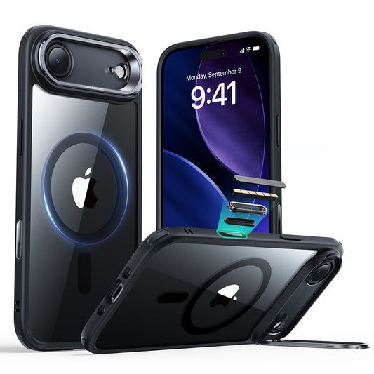 Ovitek MagSafe za Apple iPhone 17 Air, ESR, Classic Hybrid Kickstand, Črno prozoren