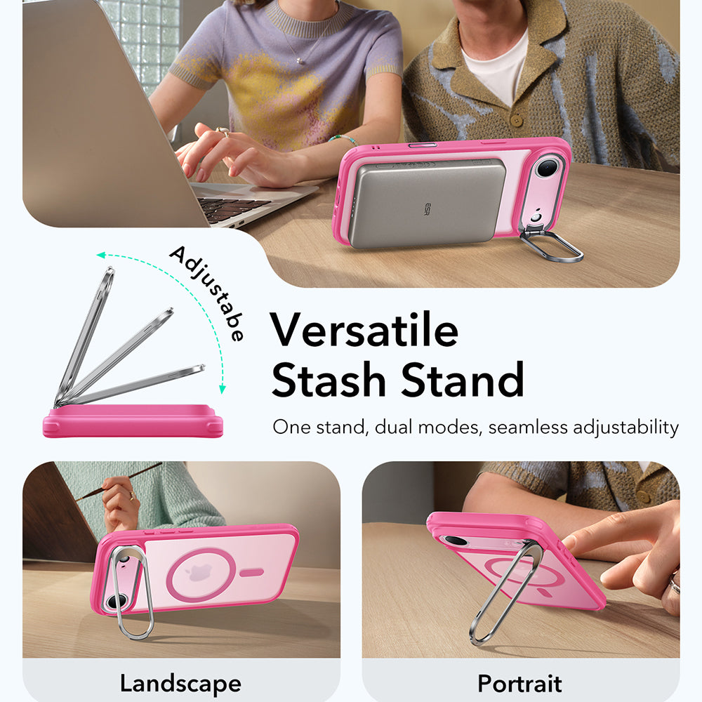 Ovitek MagSafe za Apple iPhone 17 Air, ESR, Classic Hybrid Kickstand, Satenasto roza