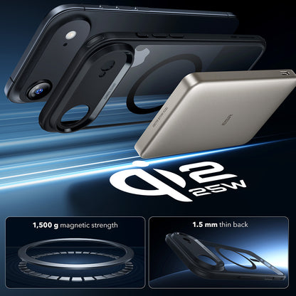 Ovitek MagSafe za Apple iPhone 17 Air, ESR, Classic Hybrid, Črno prozoren