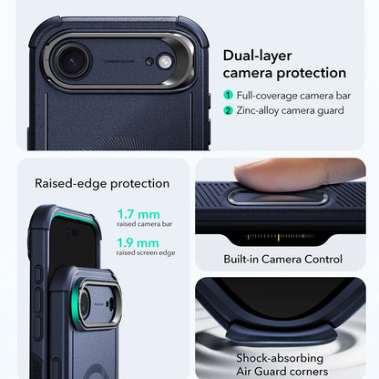 Ovitek MagSafe za Apple iPhone 17 Air, ESR, Cyber Armor Kickstand, Modra