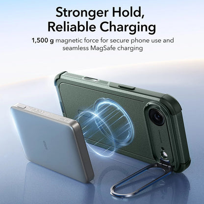 Ovitek MagSafe za Apple iPhone 17 Air, ESR, Cyber Armor Kickstand, Zelen