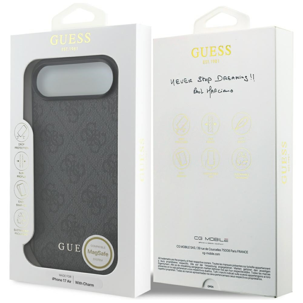 MagSafe ovitek za Apple iPhone 17 Air, Guess, 4G Charm Cradle, črn
