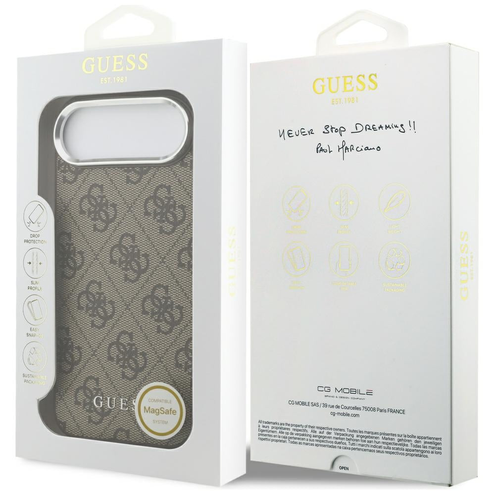 MagSafe ovitek za Apple iPhone 17 Air, Guess, 4G Classic Logo, rjava