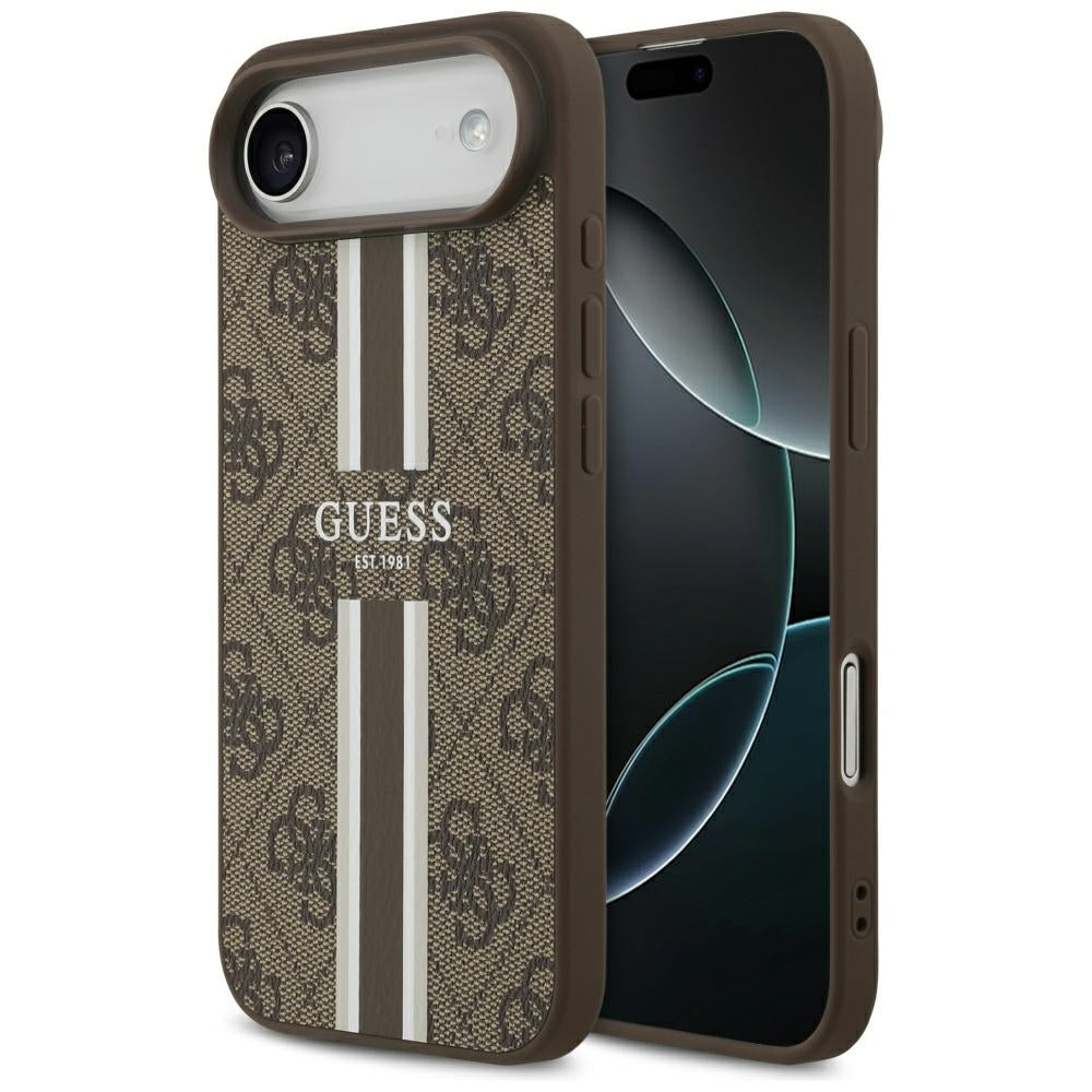 MagSafe ovitek za Apple iPhone 17 Air, Guess, 4G Printed Stripes, rjava