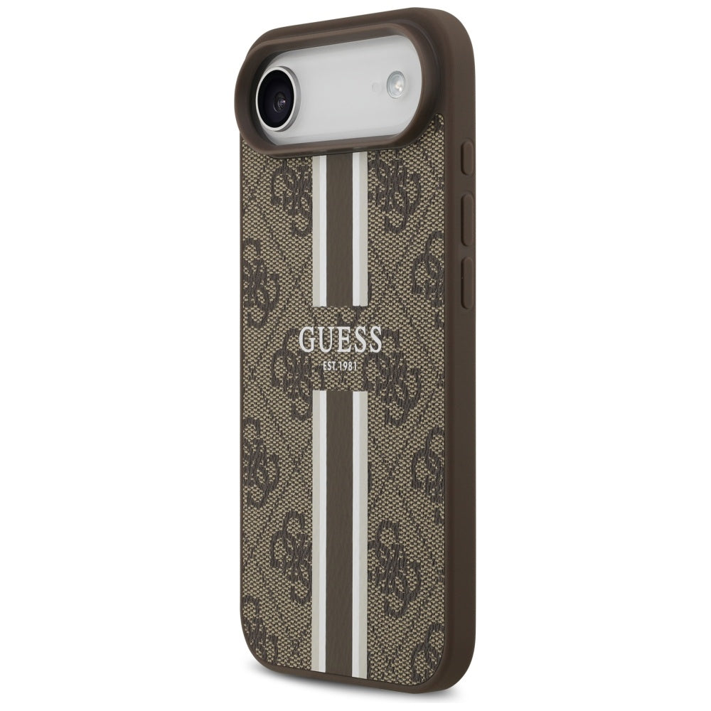 MagSafe ovitek za Apple iPhone 17 Air, Guess, 4G Printed Stripes, rjava