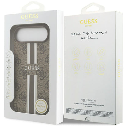 MagSafe ovitek za Apple iPhone 17 Air, Guess, 4G Printed Stripes, rjava