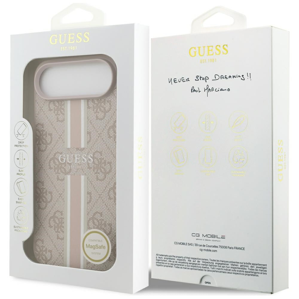 MagSafe ovitek za Apple iPhone 17 Air, Guess, 4G Printed Stripes, Roza