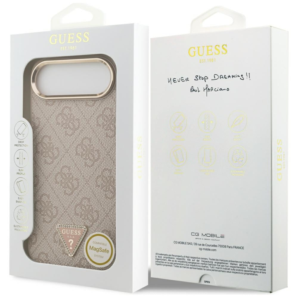 MagSafe ovitek za Apple iPhone 17 Air, Guess, 4G Triangle Logo, Zlato roza