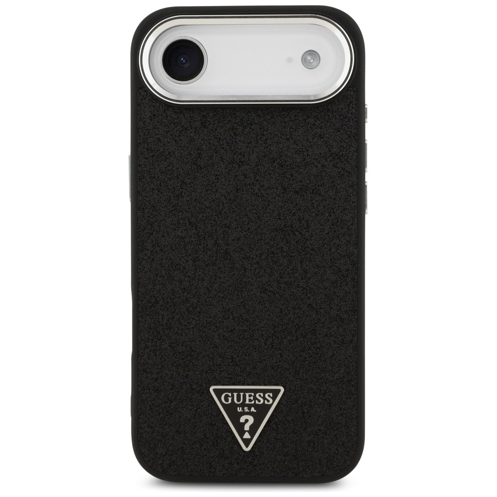 Ovitek MagSafe za Apple iPhone 17 Air, Guess, Glitter Triangle Logo, Črn