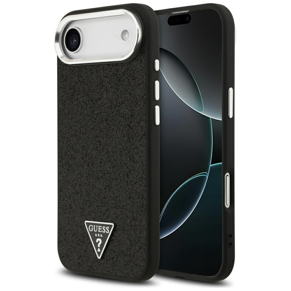 Ovitek MagSafe za Apple iPhone 17 Air, Guess, Glitter Triangle Logo, Črn