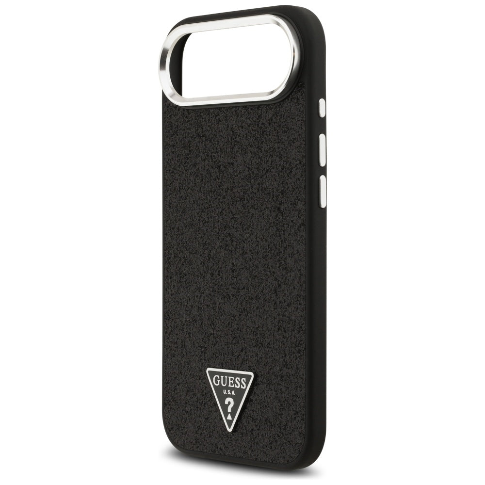 Ovitek MagSafe za Apple iPhone 17 Air, Guess, Glitter Triangle Logo, Črn