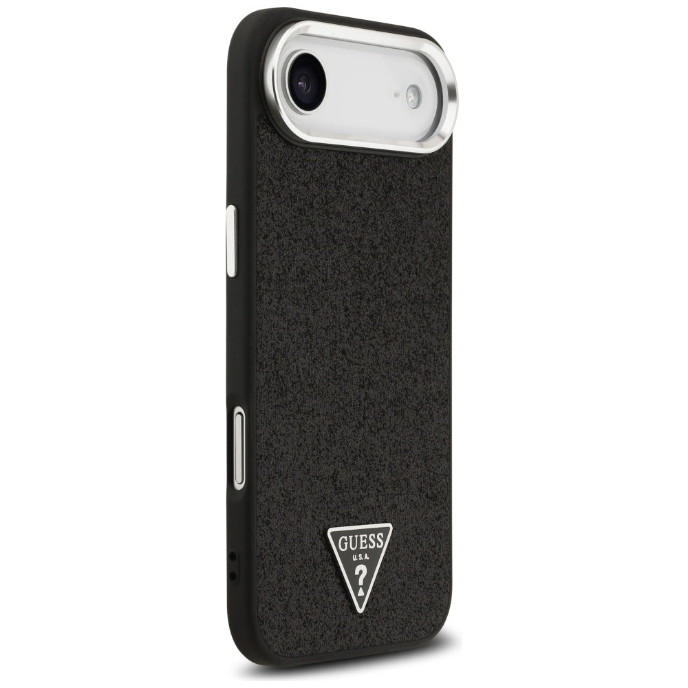 Ovitek MagSafe za Apple iPhone 17 Air, Guess, Glitter Triangle Logo, Črn