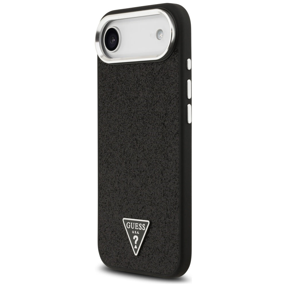 Ovitek MagSafe za Apple iPhone 17 Air, Guess, Glitter Triangle Logo, Črn