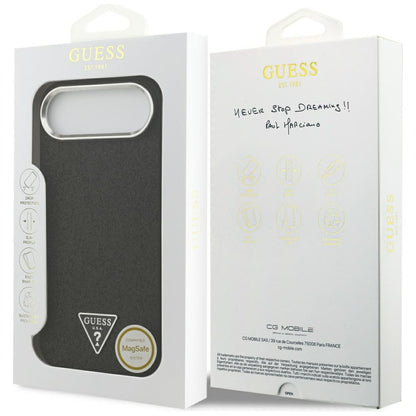 Ovitek MagSafe za Apple iPhone 17 Air, Guess, Glitter Triangle Logo, Črn