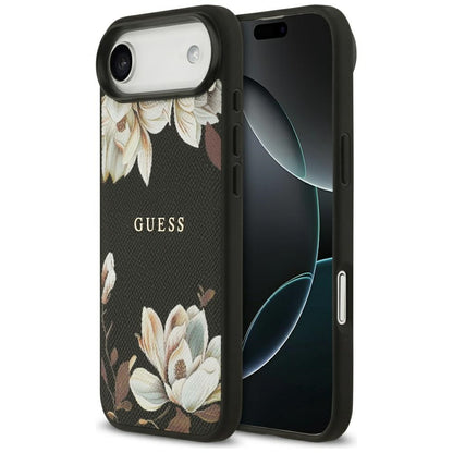 Ovitek MagSafe za Apple iPhone 17 Air, Guess, Grained Flowers, Črna