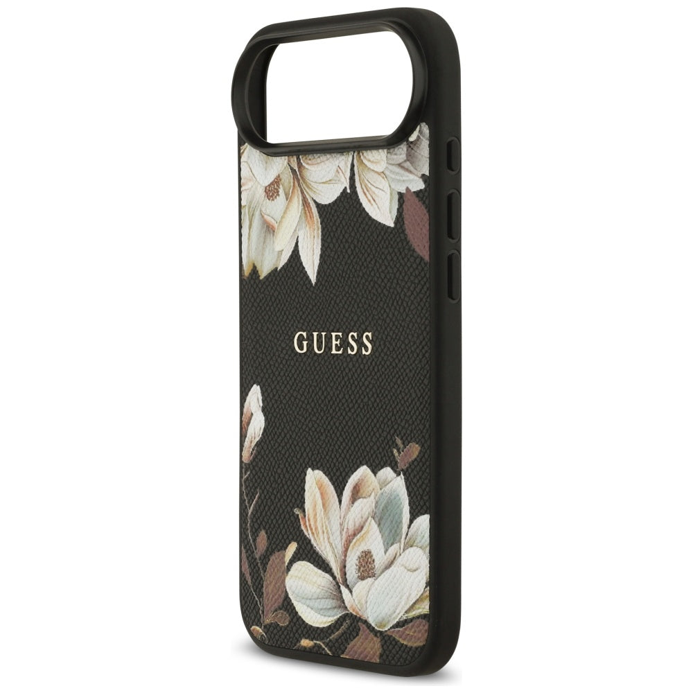 Ovitek MagSafe za Apple iPhone 17 Air, Guess, Grained Flowers, Črna