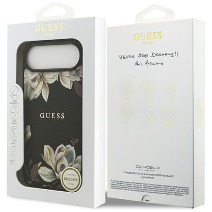 Ovitek MagSafe za Apple iPhone 17 Air, Guess, Grained Flowers, Črna