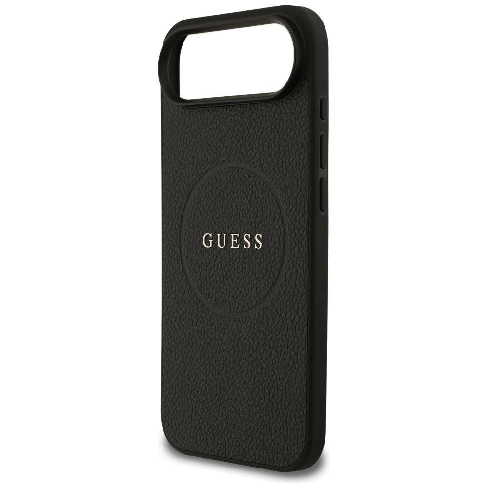 Ovitek MagSafe za Apple iPhone 17 Air, Guess, Grained Gold Ring, Črn