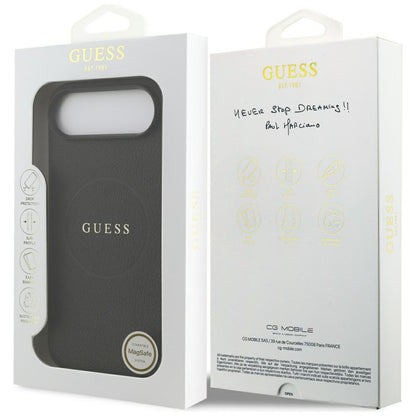 Ovitek MagSafe za Apple iPhone 17 Air, Guess, Grained Gold Ring, Črn