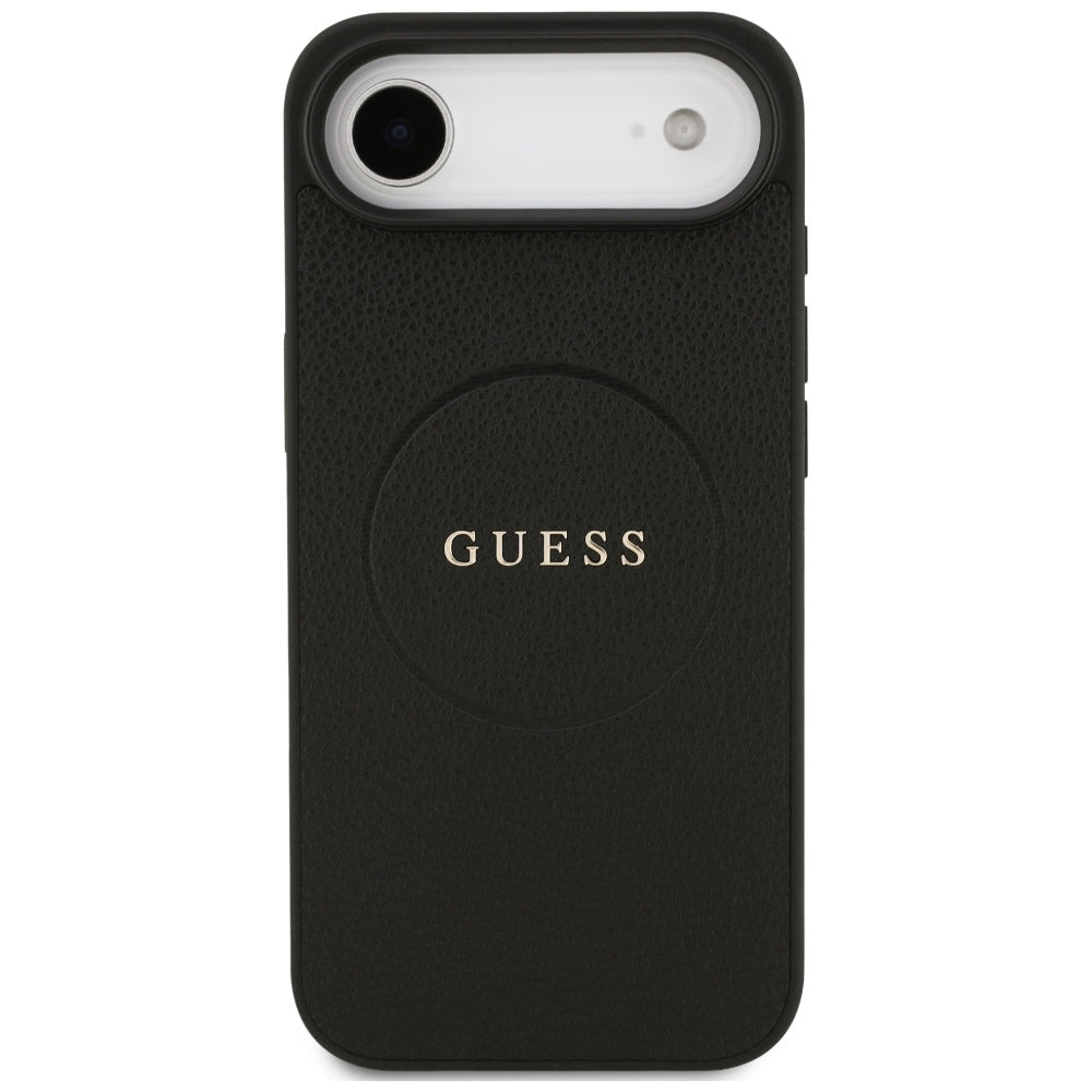 Ovitek MagSafe za Apple iPhone 17 Air, Guess, Grained Gold Ring, Črn