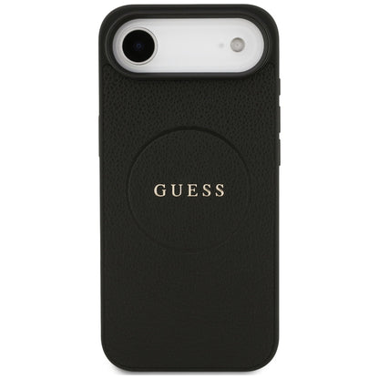 Ovitek MagSafe za Apple iPhone 17 Air, Guess, Grained Gold Ring, Črn