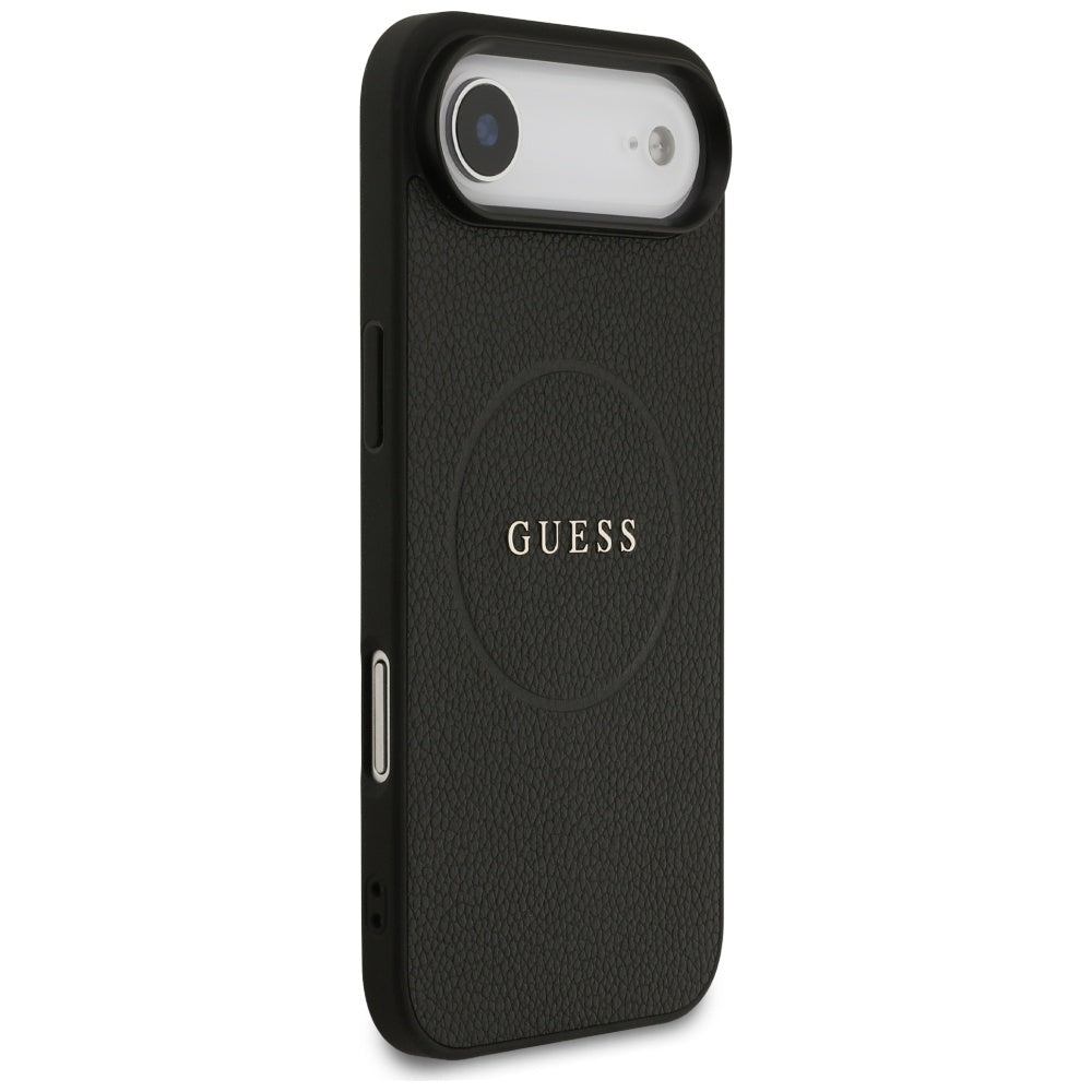 Ovitek MagSafe za Apple iPhone 17 Air, Guess, Grained Gold Ring, Črn