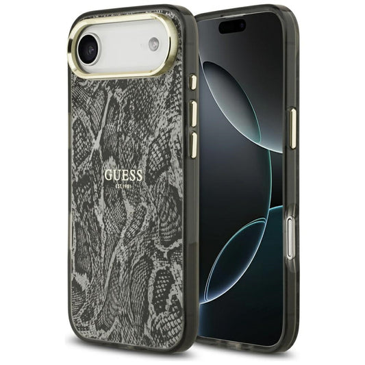 Ovitek MagSafe za Apple iPhone 17 Air, Guess, Python vzorec, Črna
