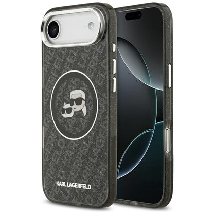 Ovitek MagSafe za Apple iPhone 17 Air, Karl Lagerfeld, IML Glitter Karl & Choupette`s Heads, Črna