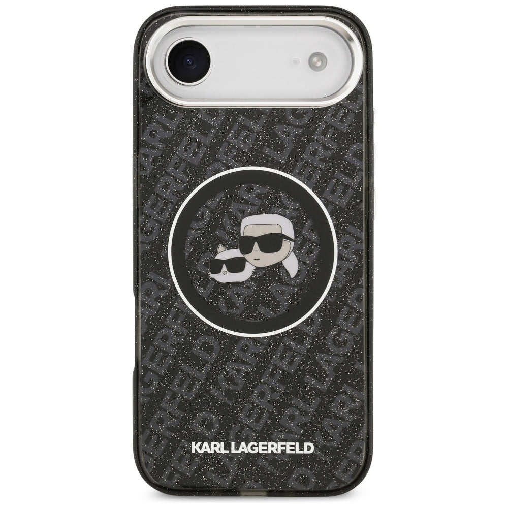 Ovitek MagSafe za Apple iPhone 17 Air, Karl Lagerfeld, IML Glitter Karl & Choupette`s Heads, Črna