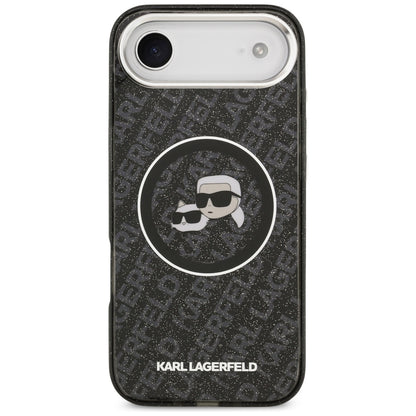 Ovitek MagSafe za Apple iPhone 17 Air, Karl Lagerfeld, IML Glitter Karl & Choupette`s Heads, Črna