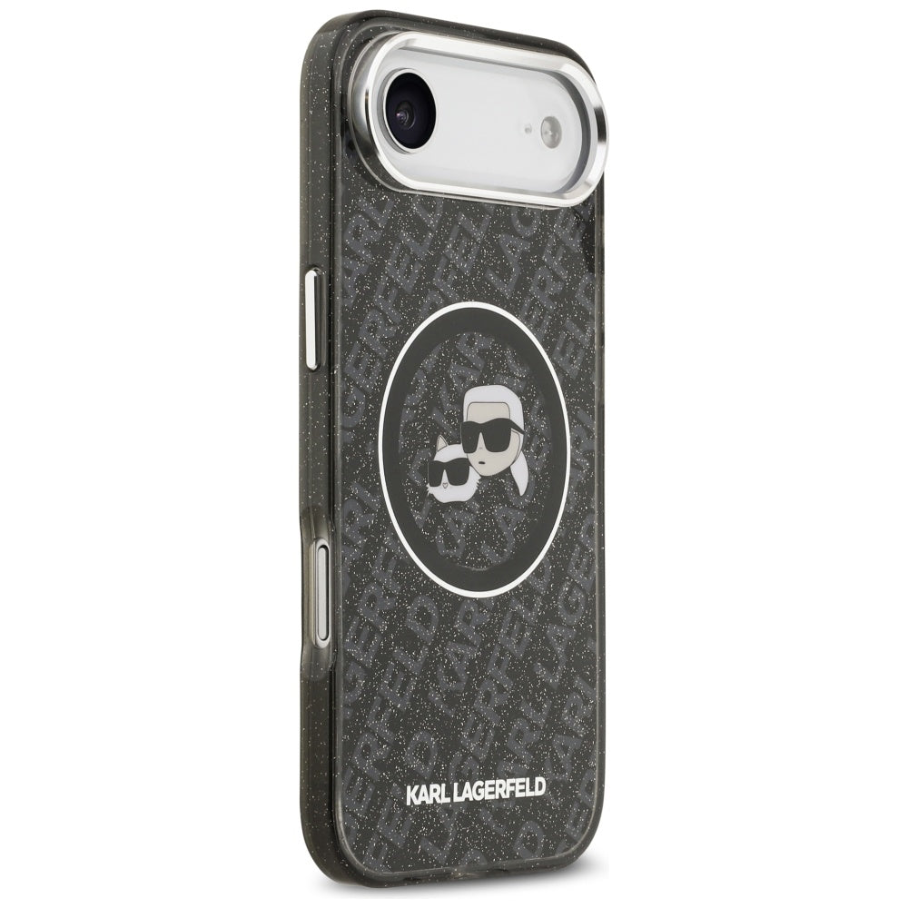 Ovitek MagSafe za Apple iPhone 17 Air, Karl Lagerfeld, IML Glitter Karl & Choupette`s Heads, Črna