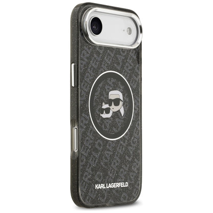 Ovitek MagSafe za Apple iPhone 17 Air, Karl Lagerfeld, IML Glitter Karl & Choupette`s Heads, Črna