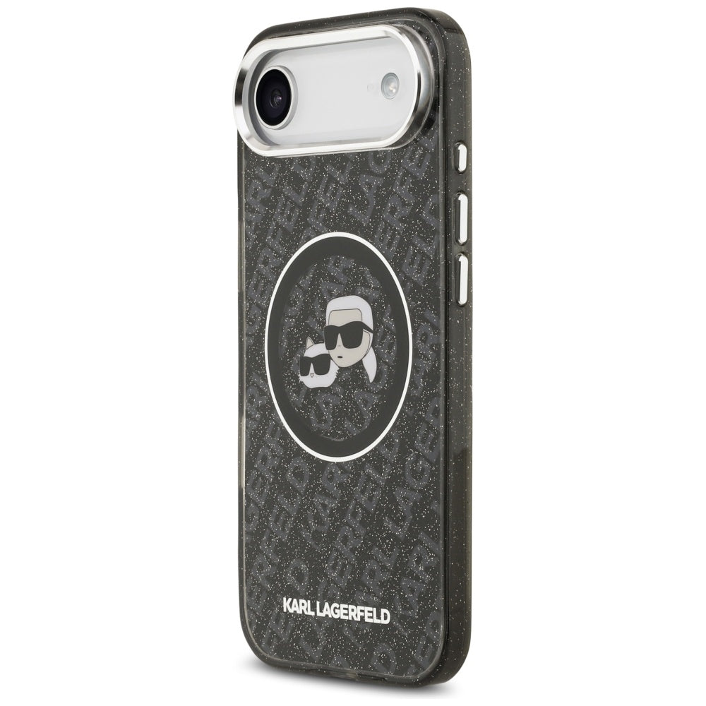 Ovitek MagSafe za Apple iPhone 17 Air, Karl Lagerfeld, IML Glitter Karl & Choupette`s Heads, Črna