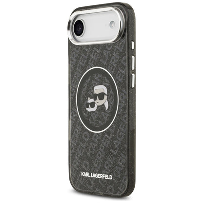 Ovitek MagSafe za Apple iPhone 17 Air, Karl Lagerfeld, IML Glitter Karl & Choupette`s Heads, Črna