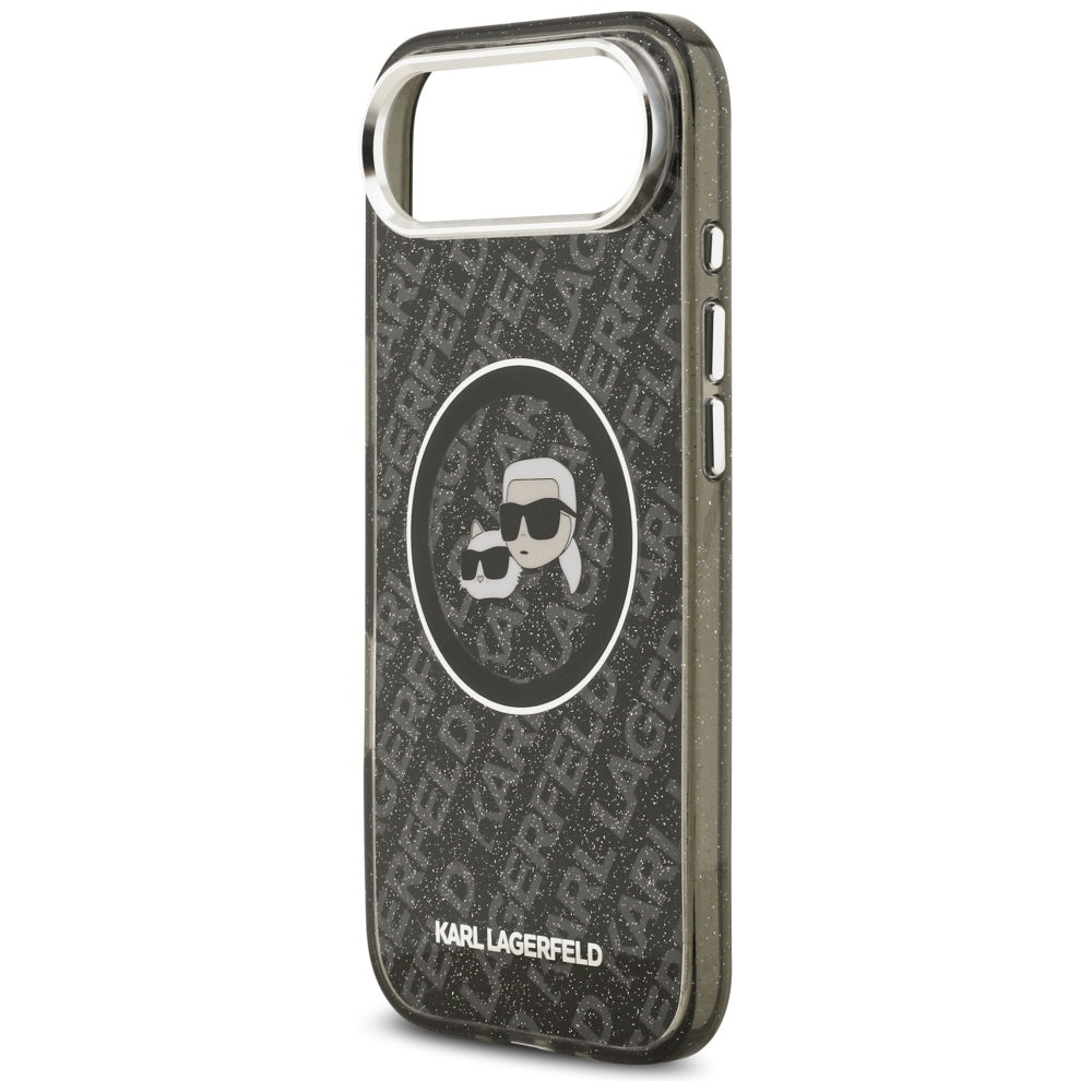 Ovitek MagSafe za Apple iPhone 17 Air, Karl Lagerfeld, IML Glitter Karl & Choupette`s Heads, Črna
