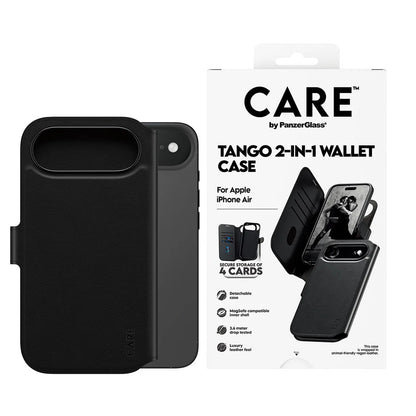 Ovitek MagSafe za Apple iPhone 17 Air, PanzerGlass, Care Feature Tango Two-in-One, Črn