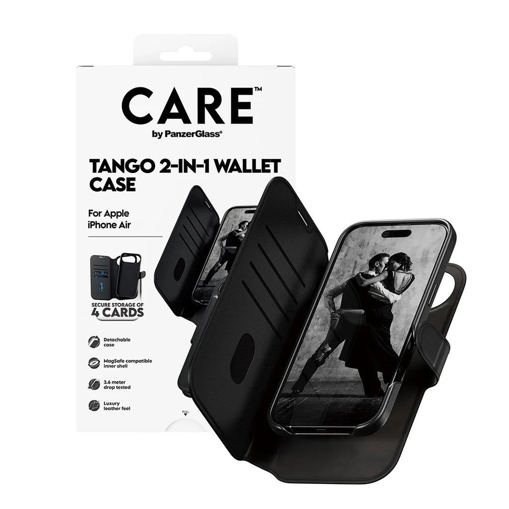 Ovitek MagSafe za Apple iPhone 17 Air, PanzerGlass, Care Feature Tango Two-in-One, Črn