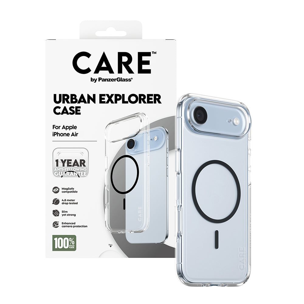 Ovitek MagSafe za Apple iPhone 17 Air, PanzerGlass, Care Urban Explorer, Prosojna Črna