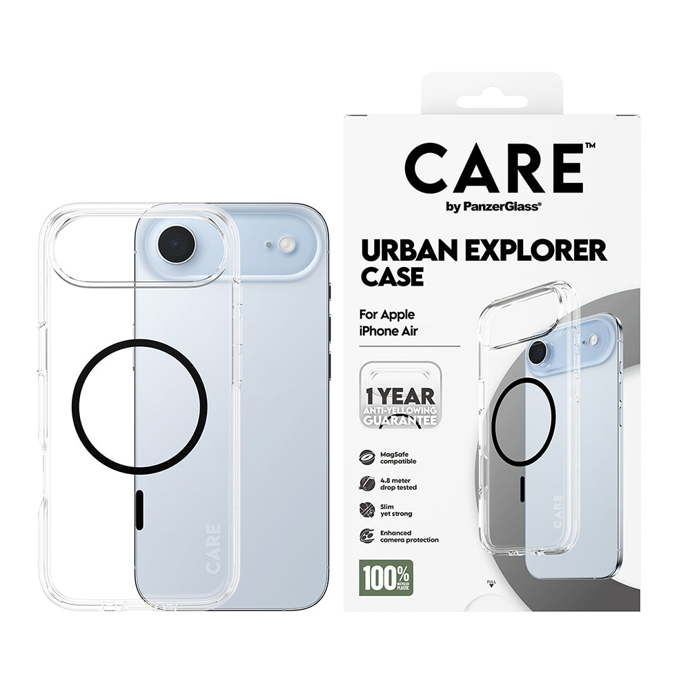 Ovitek MagSafe za Apple iPhone 17 Air, PanzerGlass, Care Urban Explorer, Prosojna Črna