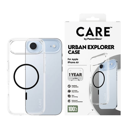 Ovitek MagSafe za Apple iPhone 17 Air, PanzerGlass, Care Urban Explorer, Prosojna Črna